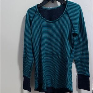 Lululemon Open Your Heart Reversible Inkwell Blue Stripe Sweatshirt